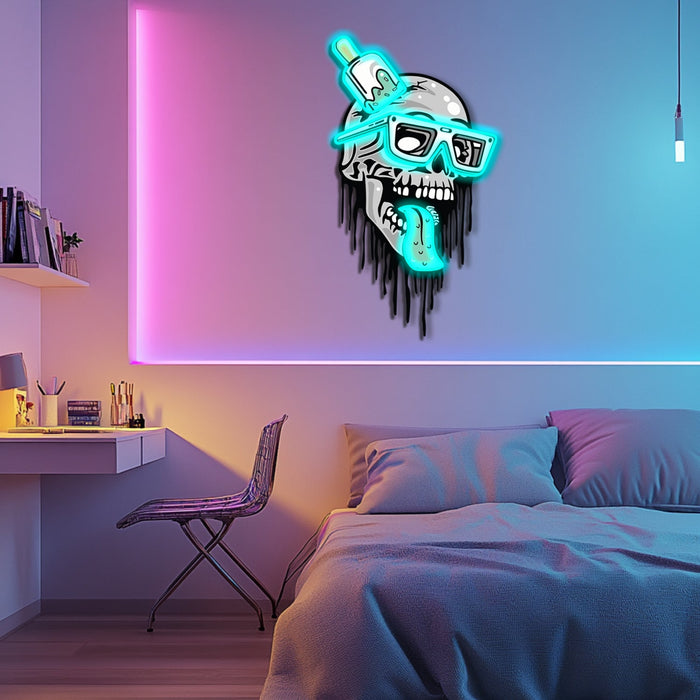 UV Printed Skull Neon Wall Art- LV0102