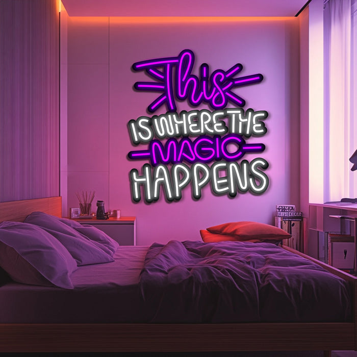 Magic Happens Metal Neon Wall Art- LN0148