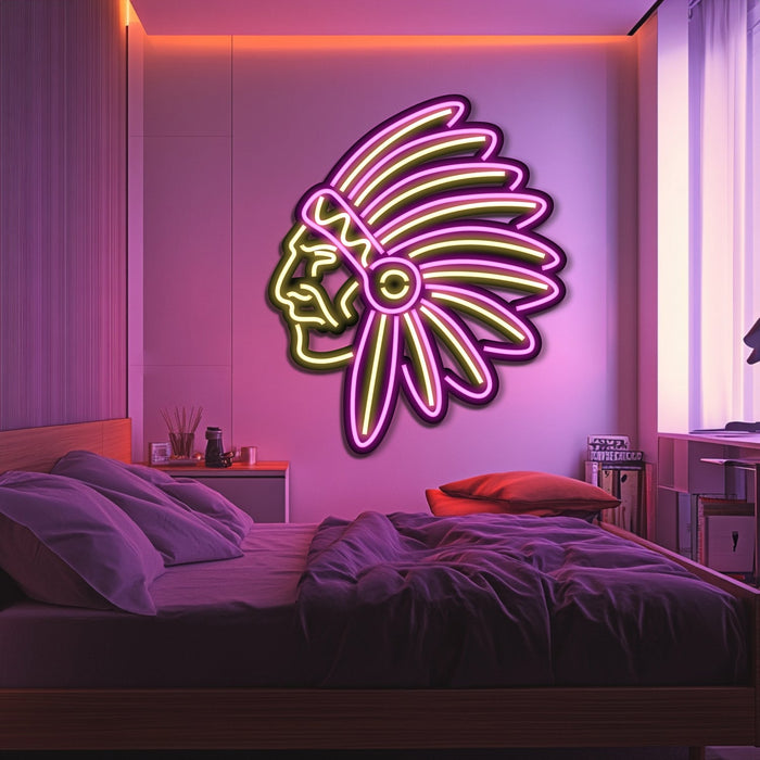 Indian Metal Apache Neon Wall Art- LN0195
