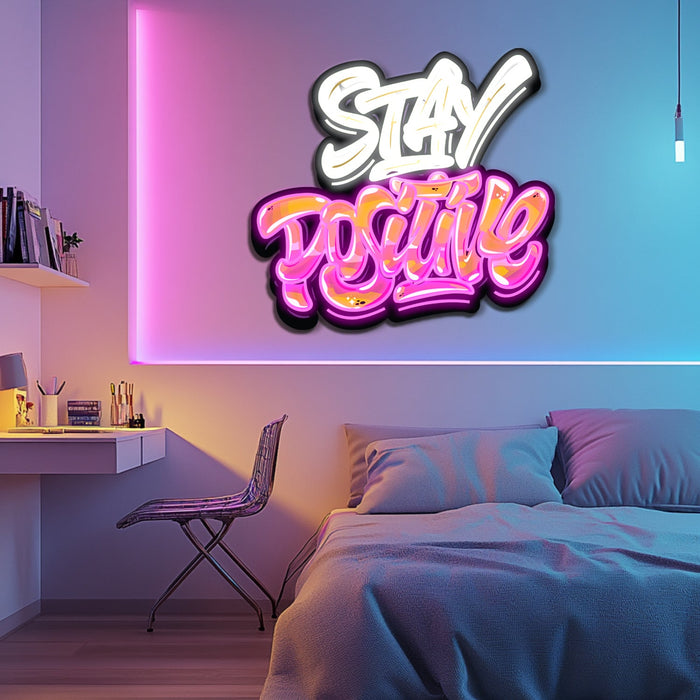 UV Printed Stay Positive Neon Wall Art- LV0095