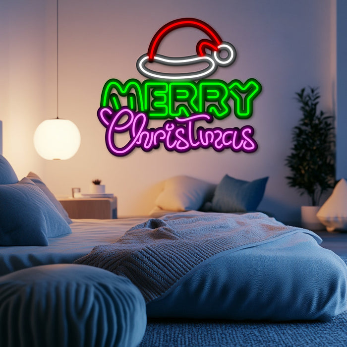 Merry Christmas Metal Neon Wall Art- LN0180