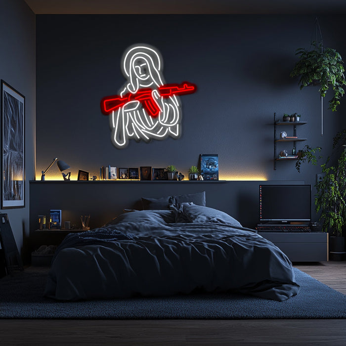 Saint and Gun Metal Neon Wall Art- LN0122