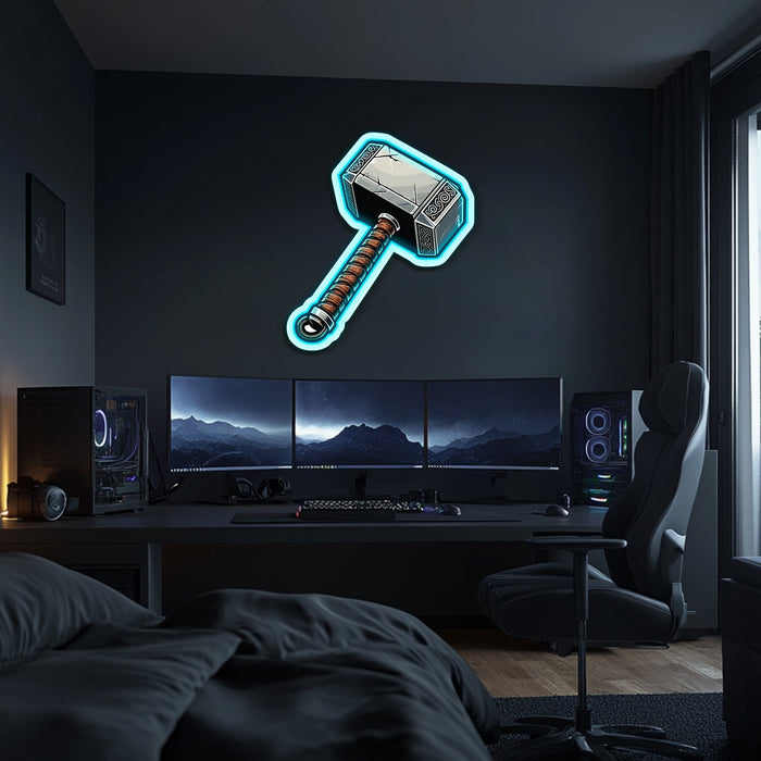 UV Printed Thor's Hammer Neon Wall Art- LV0096