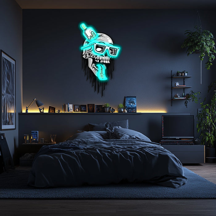 UV Printed Skull Neon Wall Art- LV0102