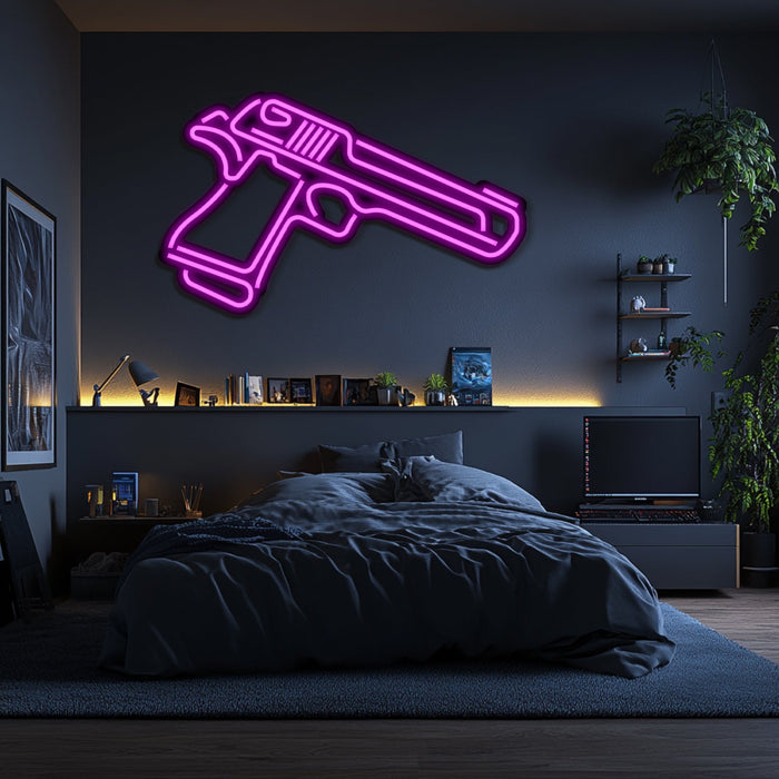 Deagle Weapon Metal Neon Wall Art- LN0125