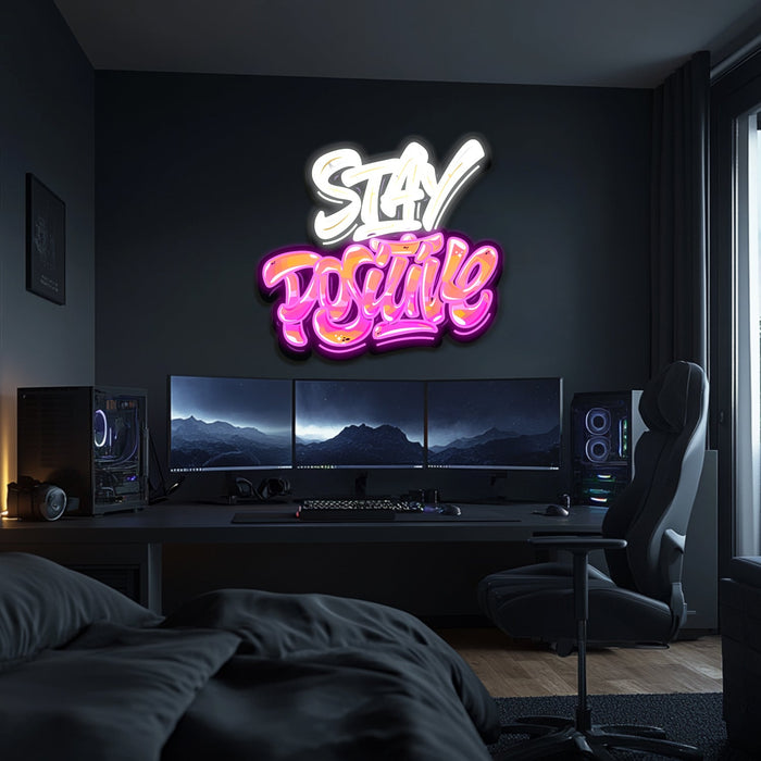 UV Printed Stay Positive Neon Wall Art- LV0095