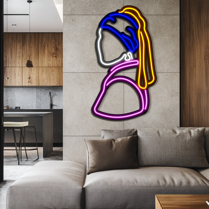 Girl with a Pearl Earring Metal Neon Wall Art- LN0099