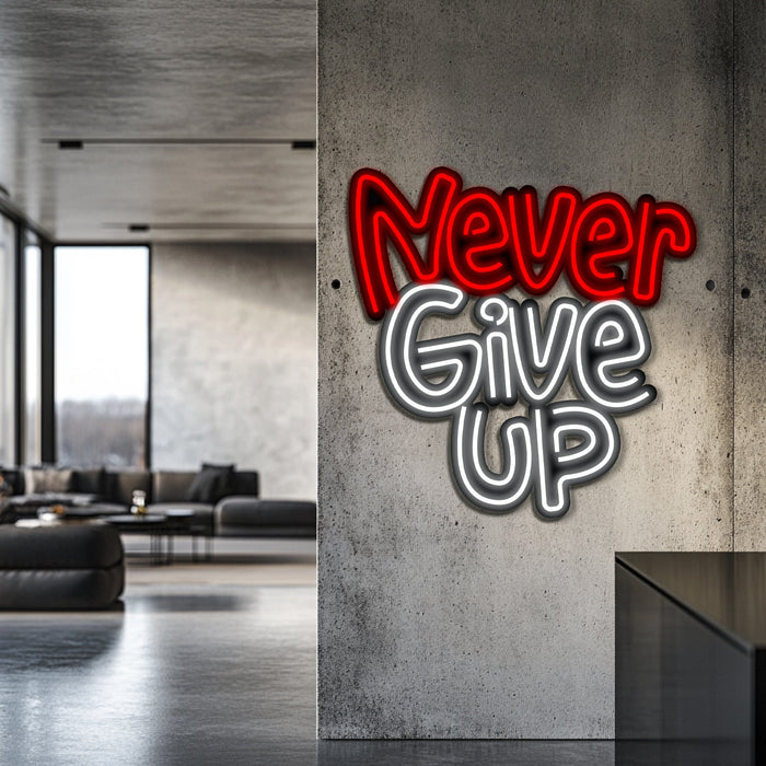 Never Give Up Metal Neon Wall Art- LN0144