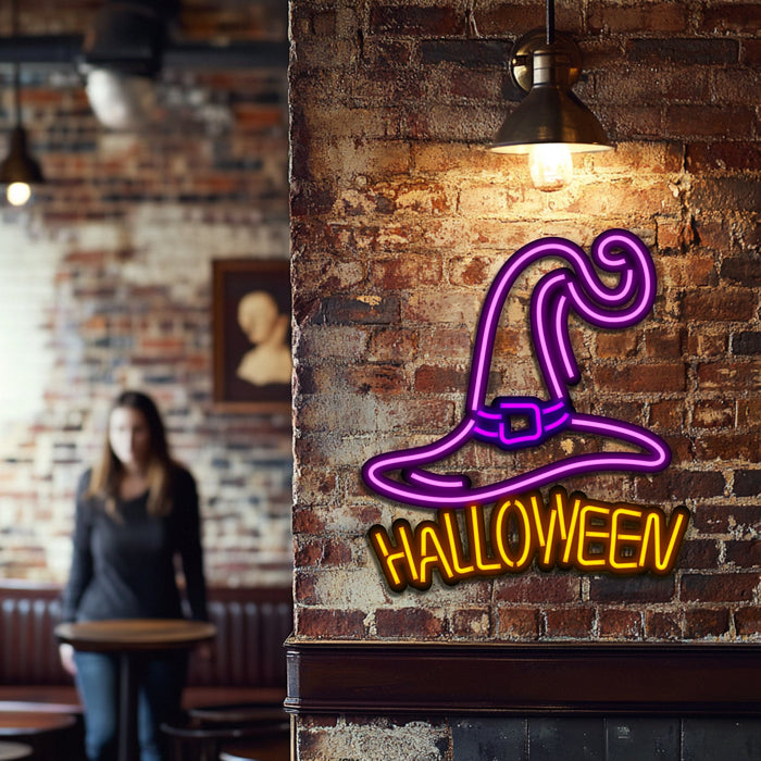 Halloween Hat Metal Neon Wall Art- LN0211