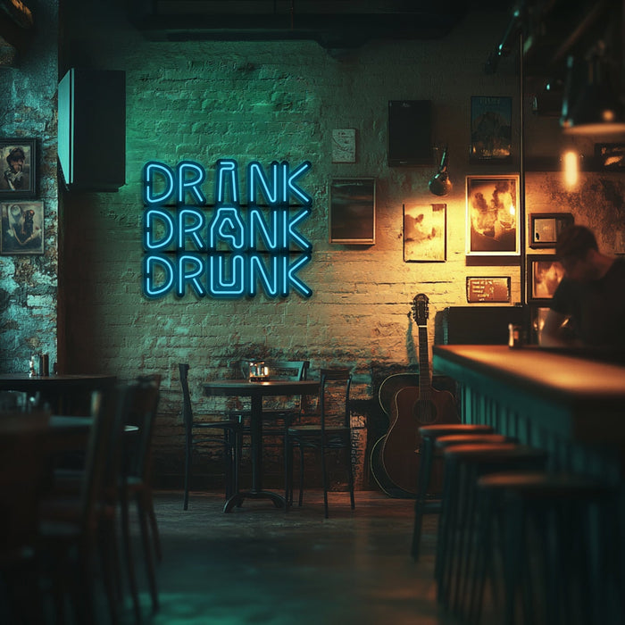 Drink Drank Drunk Metal Neon Wall Art- LN0136