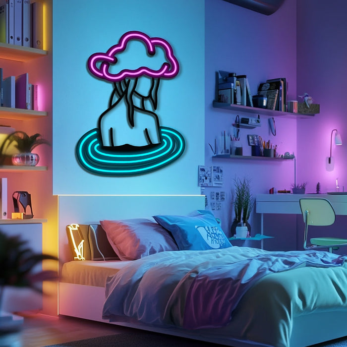 Cloudy Mind Metal Neon Wall Art- LN0106