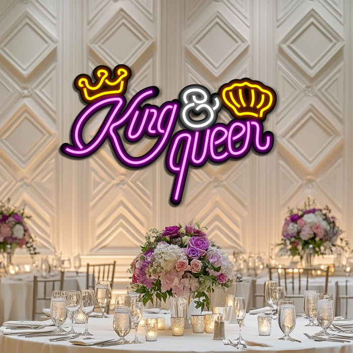 King and Queen Wedding Metal Neon Wall Art- LN0154