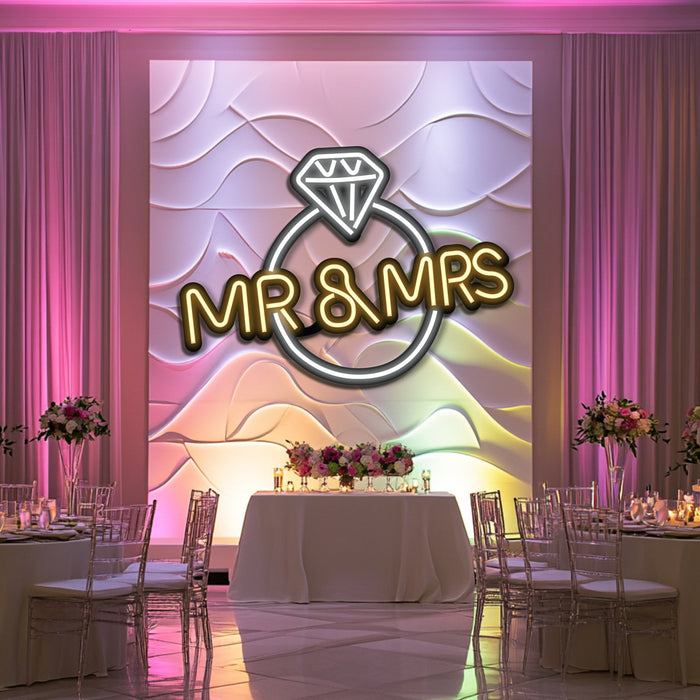 MR & MRS Wedding Metal Neon Wall Art- LN0157
