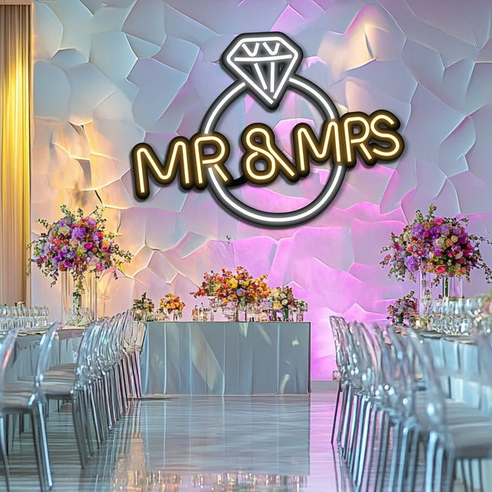 MR & MRS Wedding Metal Neon Wall Art- LN0157