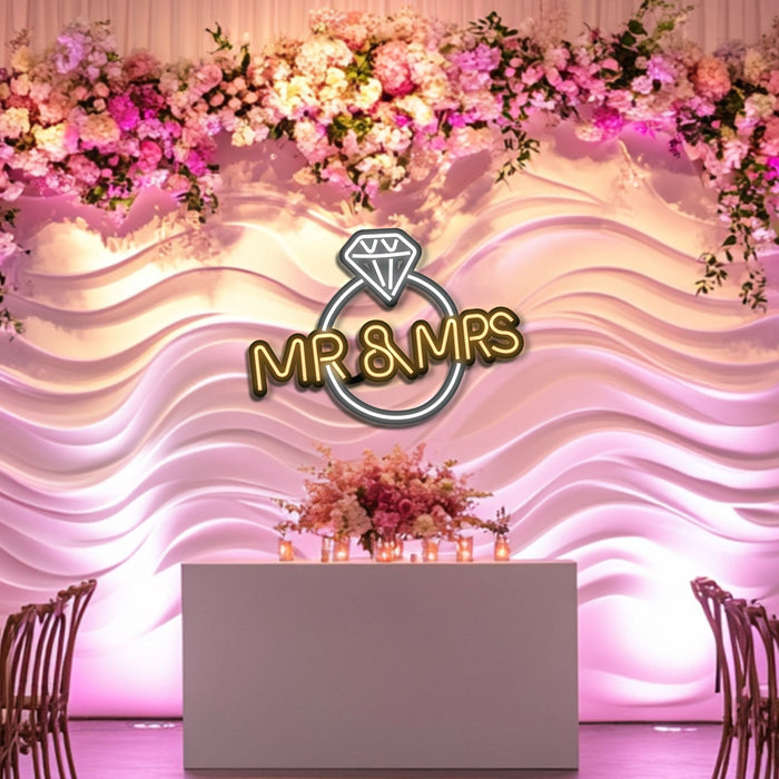 MR & MRS Wedding Metal Neon Wall Art- LN0157