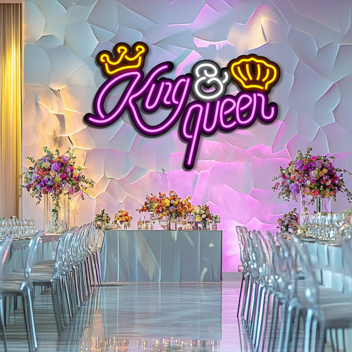 King and Queen Wedding Metal Neon Wall Art- LN0154