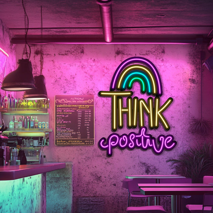 Think Positive Metal Neon Wall Art- LN0104