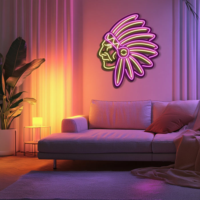 Indian Metal Apache Neon Wall Art- LN0195