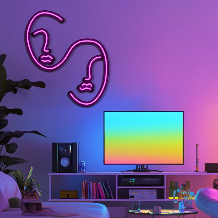 Two Faces Metal Neon Wall Art- LN0200