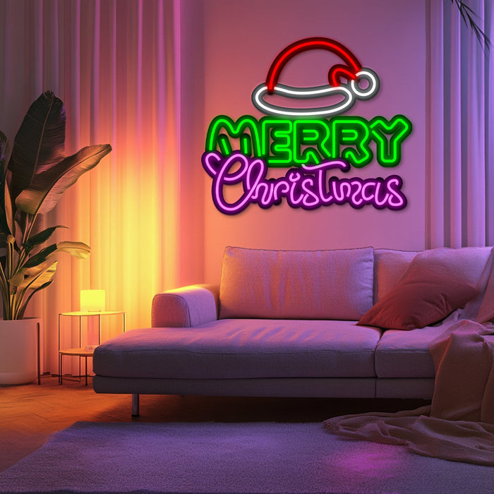 Merry Christmas Metal Neon Wall Art- LN0180