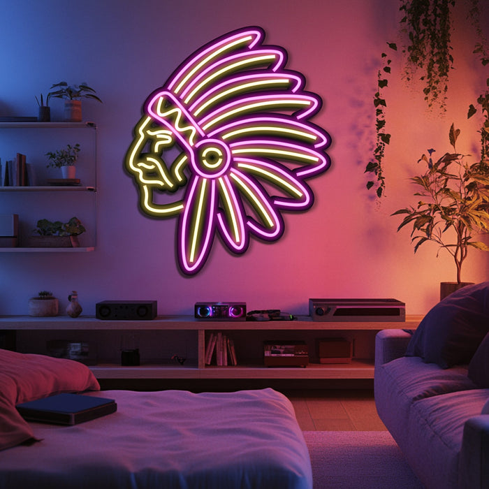 Indian Metal Apache Neon Wall Art- LN0195