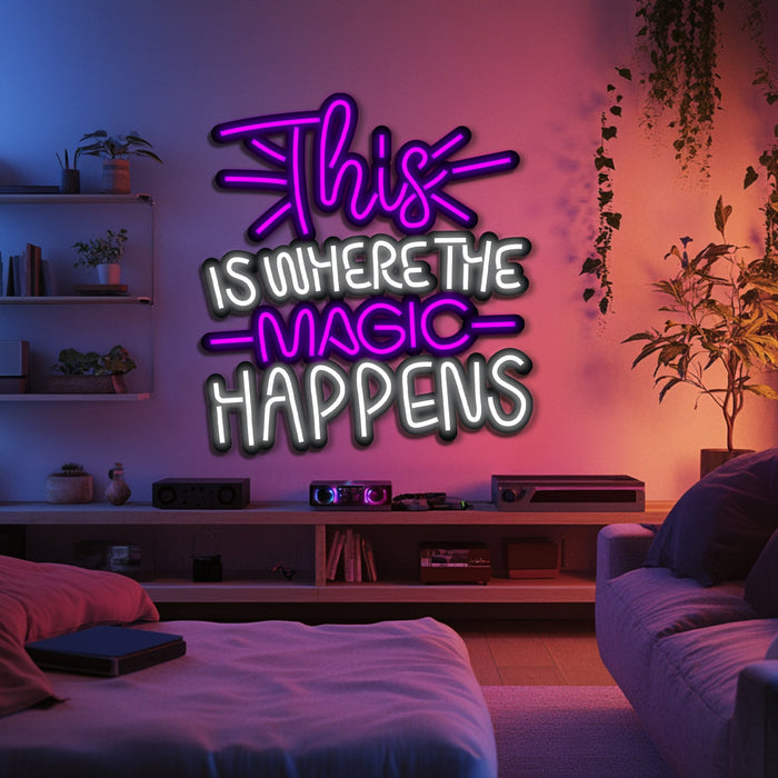 Magic Happens Metal Neon Wall Art- LN0148