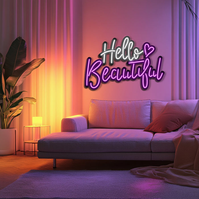 Hello Beautiful Metal Neon Wall Art- LN0233