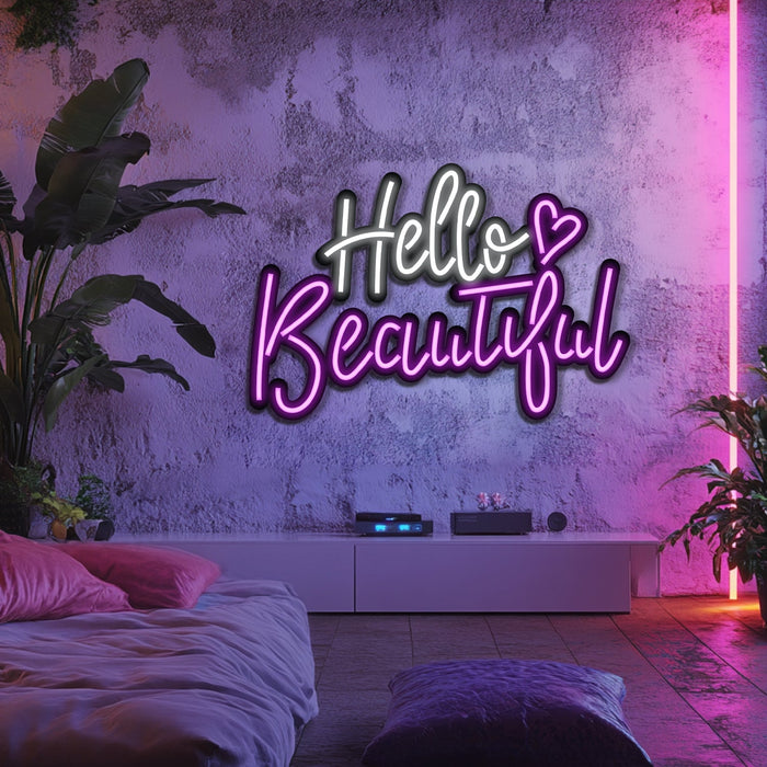Hello Beautiful Metal Neon Wall Art- LN0233
