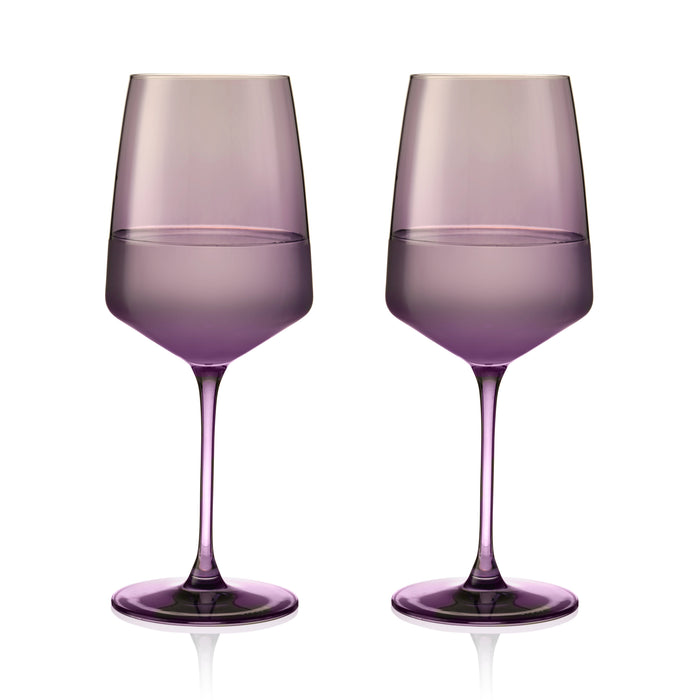 Reserve Nouveau Crystal Wine Glasses in Violet, Set of 2