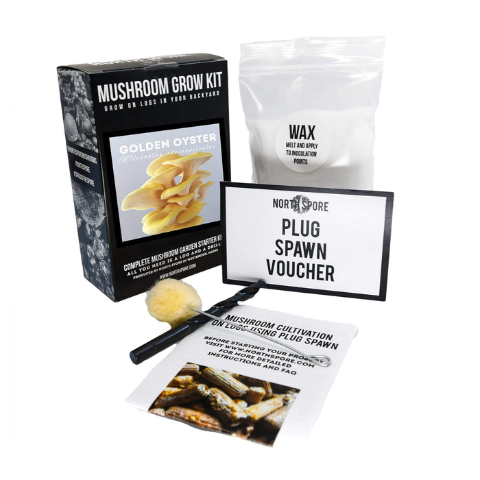 Organic Golden Oyster Mushroom Outdoor Log Growing Kit