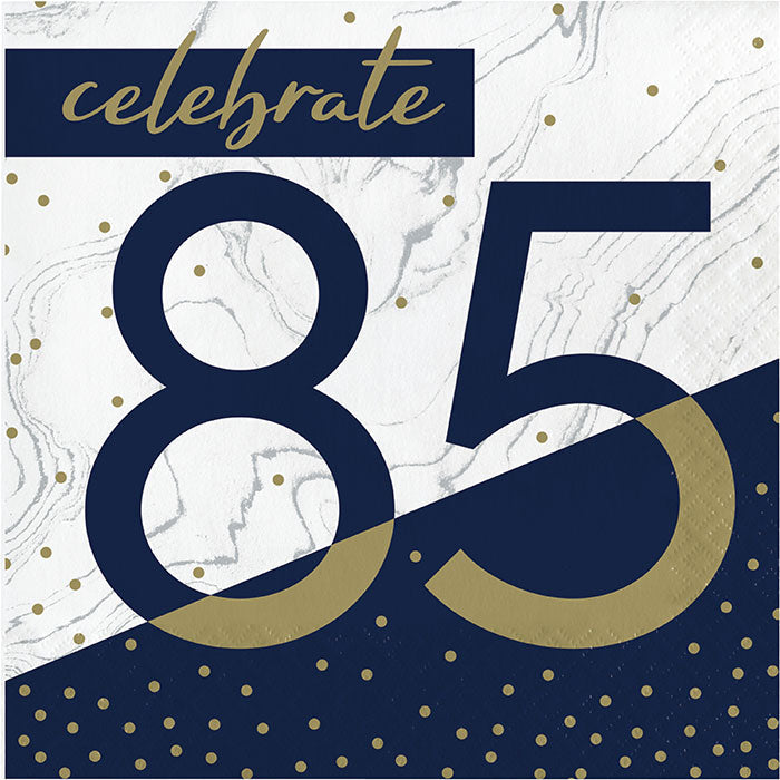 Bulk Navy and Gold 85th Birthday Luncheon Napkins (192 per Case)