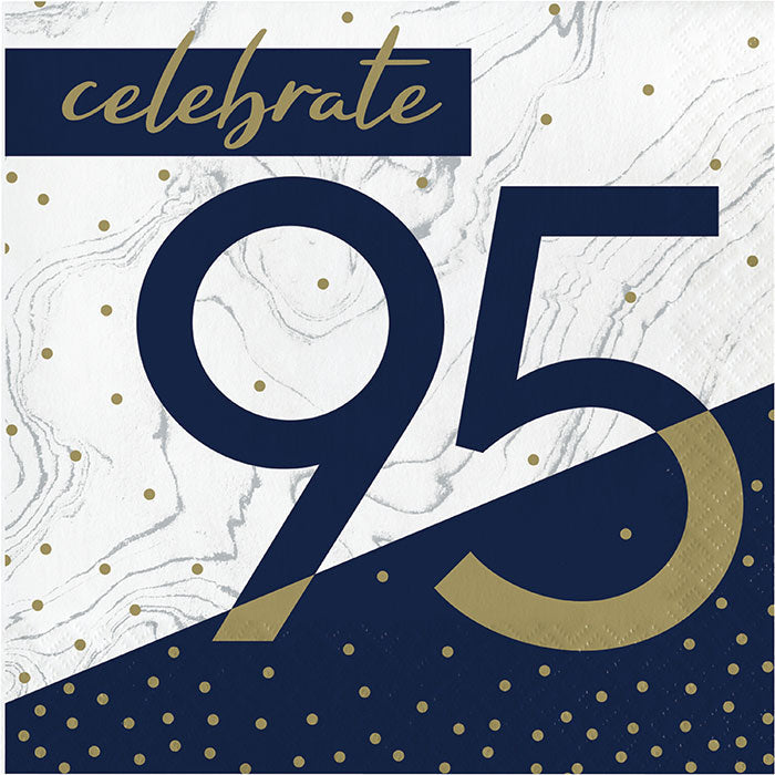 Bulk Navy and Gold 95th Birthday Luncheon Napkins (192 per Case)