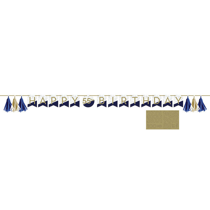 Bulk Navy and Gold Birthday Banners (12 per Case)