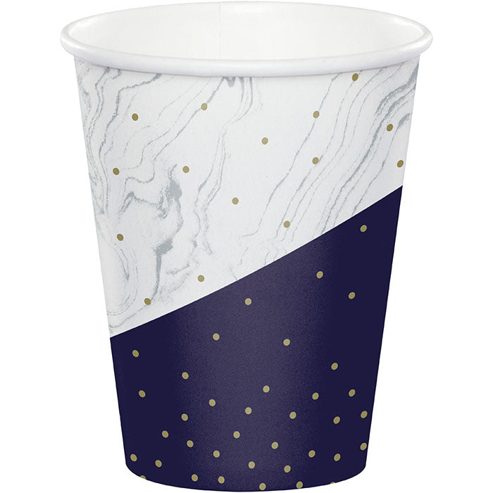 Bulk Navy and Gold Birthday Paper Cups (96 per Case)