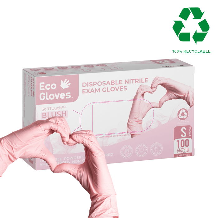 Nitrile Exam Gloves 4 Mil - (100 Gloves/Box) | Eco Gloves SoftTouch™ BLUSH