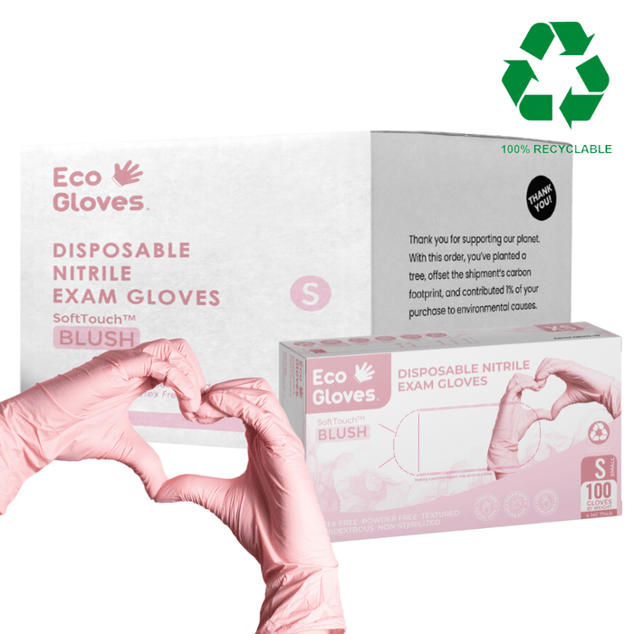 Nitrile Exam Gloves 4 Mil - (1,000 Gloves/Case) | Eco Gloves SoftTouch™ BLUSH