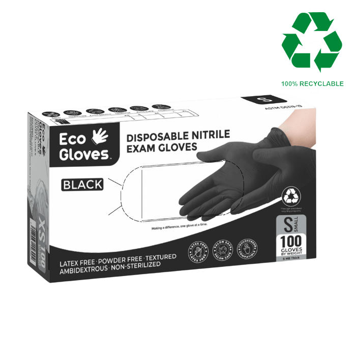 Nitrile Exam Gloves 5 Mil - Black (100 Gloves/Box) | Eco Gloves