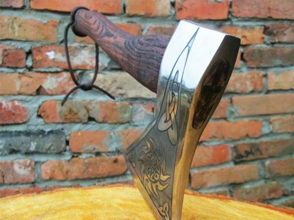 Norse Style Camp Hatchet with Leather Wrapped Handle