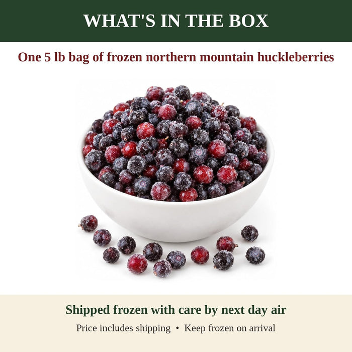 Frozen Northern Mountain Huckleberries, Whole Berries, 5 lb