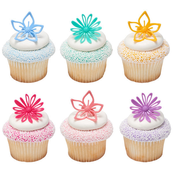 Flowers Assortment Cupcake Rings 144 ct