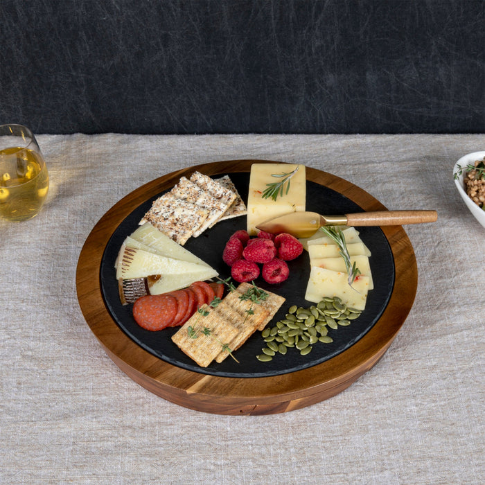 Insignia Acacia and Slate Serving Board with Cheese Tools
