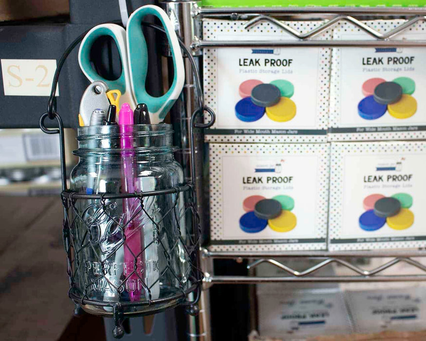 Single Pint Jar Caddy with Chicken Wire for Hanging or Carrying One Mason Jar