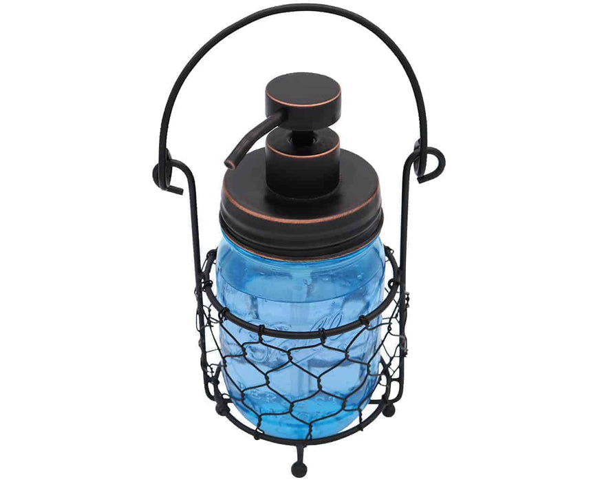 Single Pint Jar Caddy with Chicken Wire for Hanging or Carrying One Mason Jar