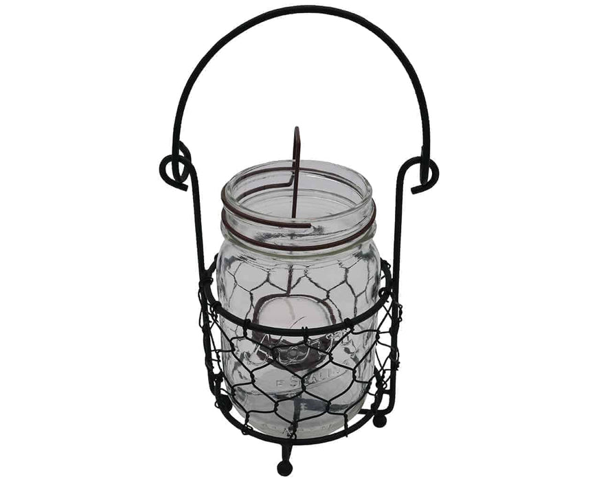 Single Pint Jar Caddy with Chicken Wire for Hanging or Carrying One Mason Jar