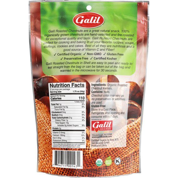 Organic Roasted Chestnuts | w/Shell | 5.25 oz | Galil