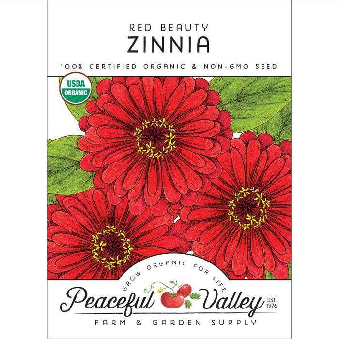 Red Beauty Zinnia Seeds (Organic)