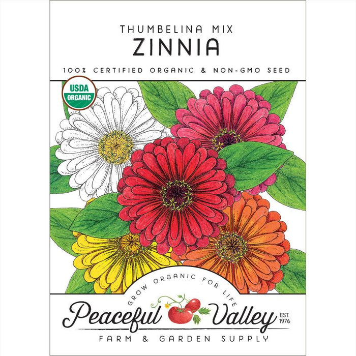 Thumbelina Mix Zinnia Seeds (Organic)