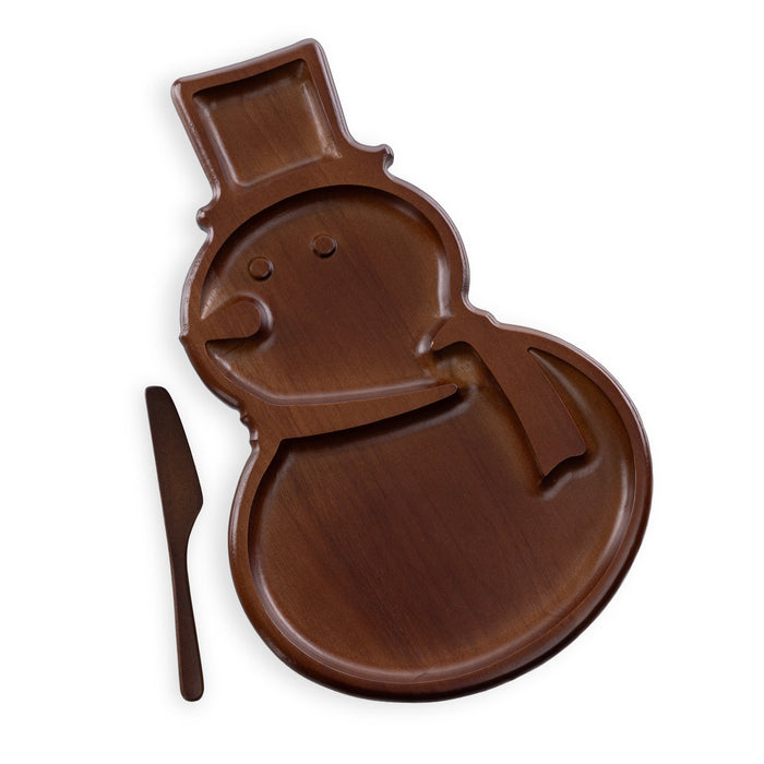 Reversible Snowman Sectioned Serving Tray with Knife