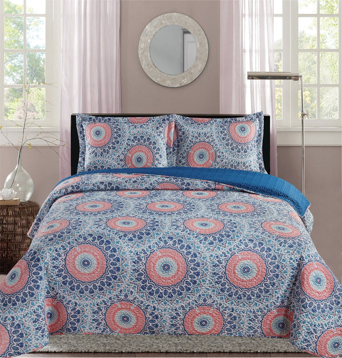 Premius Palace Aboriginal Printed Reversible Quilt Set, Blue