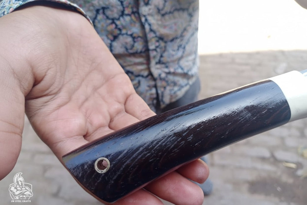 Pattern Welded knife with Black/White Resin handle